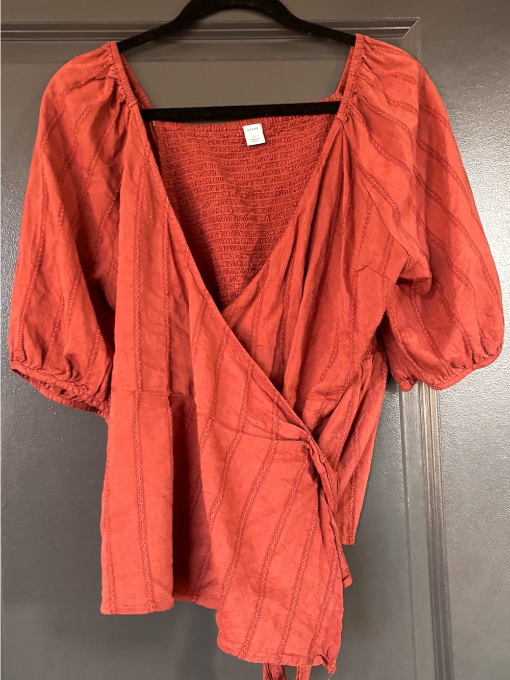 Old Navy Rust Red Wrap Tunic with Tie Waist